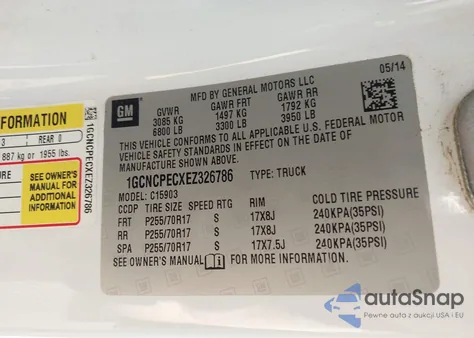 2014 Chevrolet Silverado 1500 Work Truck 1Wt from USA, damaged, VIN 1GCNCPECXEZ326786